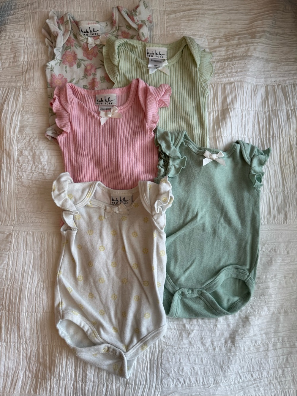 Girls' Ruffle Sleeve One-Piece Bodysuits - Pink, Green, Ivory, Floral